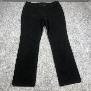 Lauren Jeans Co Corduroy Pants Womens 12 Black Straight Stretch Classic Casual